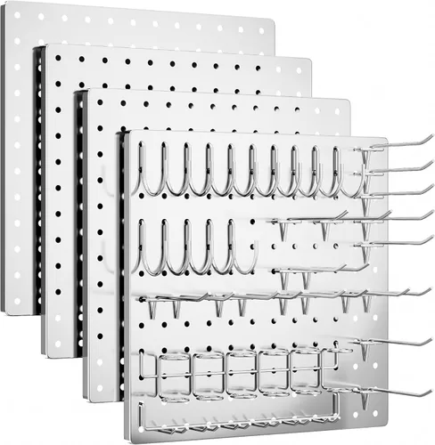 Miniatura 14 de FZK Tablero de clavijas, kit organizador de pared de tablero perforado de metal de 74 piezas. Tablero de clavijas resistente, tableros de clavijas