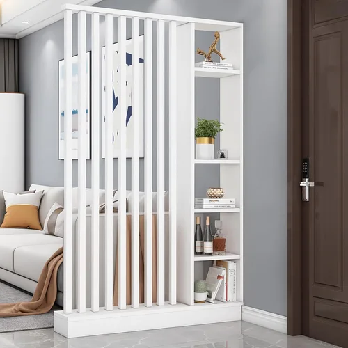 Miniatura 7 de Divisor de habitación de piso a techo con estantes, pantalla de división independiente, muebles divisores de habitación de estilo industrial