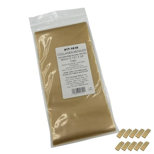 Miniatura 8 de The Sausage Maker® Fundas de colágeno transparente de 60 mm para hacer salchichas - Paquete de 10, funda no comestible para salchicha cocida
