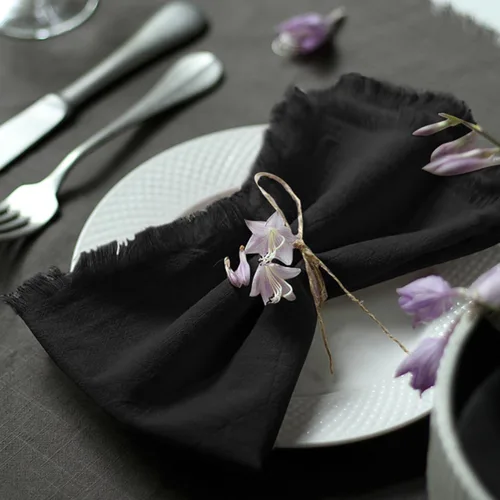 Miniatura 16 de Servilletas de tela hechas a mano 100% de algodón con flecos, delicadas servilletas de tela hechas a mano para cenas, fiestas, bodas y más, 18 x 18