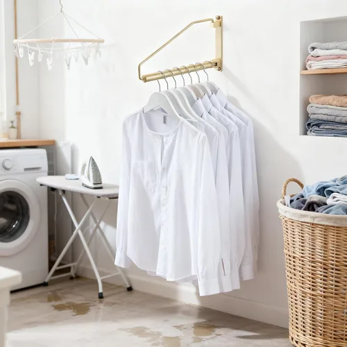 Miniatura 2 de NEWRAIN Soporte Plegable para Ropa Montado en Pared, Gancho de Latón Sólido con Brazo Basculante, Sistema de Colgar Ropa para Armario, Organizador
