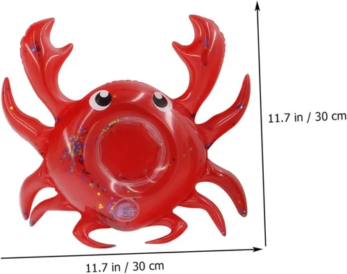 Miniatura 9 de 5 unidades inflables de cangrejo flotadores divertidos para bebidas de piscina, lindos dibujos animados para niños y niñas, fácil de inflar