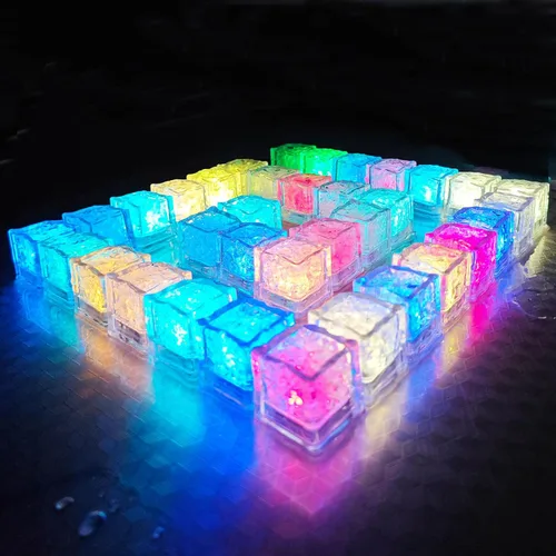 Miniatura 12 de Paquete de 120 cubitos de hielo iluminados, cubitos de hielo LED que brillan para bebidas con sensor de líquido, luces LED impermeables multicolor