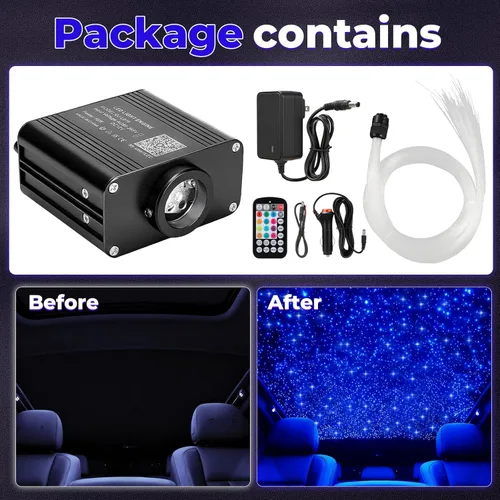 Miniatura 5 de Kit de luces de estrella para techo GEARPASS, kit de luces de estrella para techo, 600 piezas de 0.03 pulgadas 9.8 pies de fibra óptica para techo