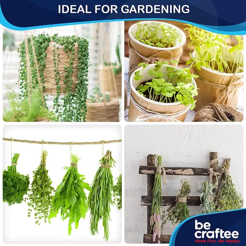Miniatura 3 de Cuerda de yute de 3 capas de 0.079 pulgadas de diámetro, cuerda de arpillera para jardinería, artes y manualidades o envoltura de regalos, natural
