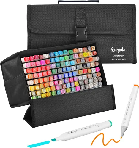 Marcadores de alcohol de 120 colores, doble punta ancha y fina, marcadores permanentes de boceto para artistas y principiantes