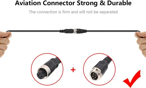 Miniatura 2 de Cable de extensión de video de coche de 16 pies y 16.4 ft, 4 pines, resistente al agua, a prueba de golpes, para cámara de visión trasera CCTV