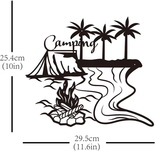 Miniatura 2 de SUPERDANT Arte de pared de metal para camping, decoración de pared de playa, hoguera, fiesta, placas colgantes, adornos de árbol de coco, hierro