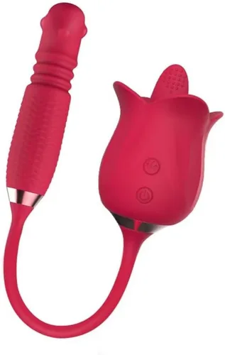 Juguete sexual de rosas para mujeres, estimulador sexual de rosas 3 en 1 para mujeres, 10 lenguas lamiendo y 10 telescópicas y vibrador de rotación