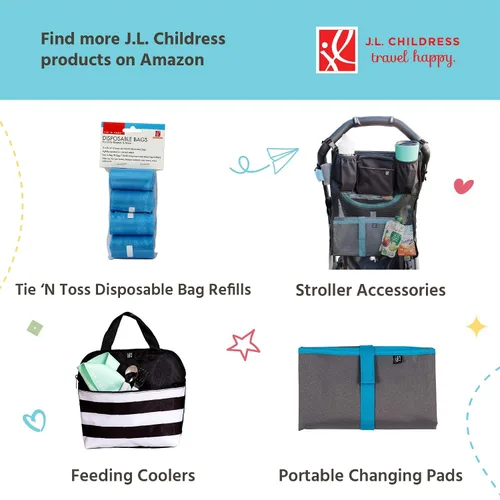 Miniatura 5 de J.L. Childress Bag 'N Bags - Dispensador de lona portátil de tela y repuesto de bolsa de residuos, se engancha fácilmente al cochecito o bolsa