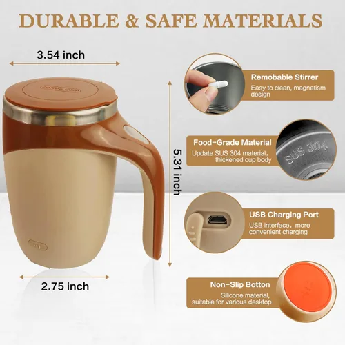 Miniatura 3 de Taza autoagitadora, taza de café magnética automática recargable, taza de café autoagitable, taza giratoria de viaje para oficina en casa, para café