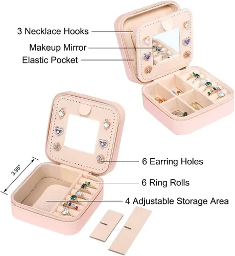 Miniatura 3 de Parima Joyero de viaje para joyas Pequeñas cajas de joyería con iniciales, organizador de joyas, regalos de Navidad para mujeres, mamá, amigas