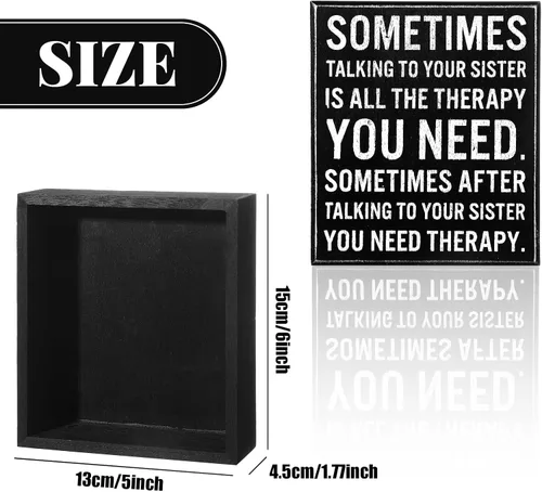 Miniatura 2 de Jetec Funny Sister Gifts Sometimes Talking to Your Sister Is All the Therapy You Need - Letrero de madera de 5.9 x 5.1 pulgadas, placas divertidas
