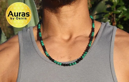 Miniatura 19 de Collar de cristal de obsidiana negra hecho a mano, collar de cuentas de piedras preciosas naturales auténticas, curación, protección, talismán mala