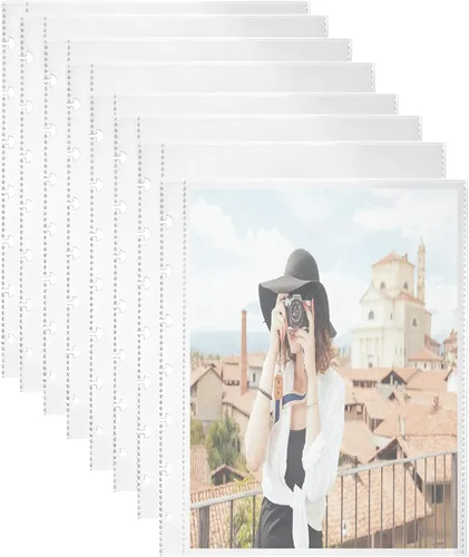 Paquete de 25 hojas de repuesto para álbumes de fotos, fundas para 50 fotos, fundas para fotos de 5 x 7 pulgadas, 7 bolsillos para carpetas de