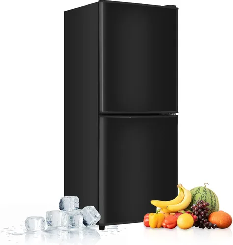 Miniatura 16 de Mini refrigerador con congelador, 3.5 pies cúbicos. Refrigerador pequeño con congelador de 2 puertas con termostato ajustable de 7 niveles estantes