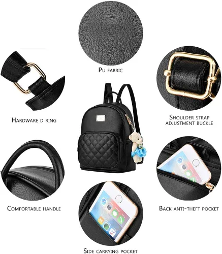 Miniatura 4 de Mochila de cuero pequeña para mujer mochila de viaje casual para niñas S