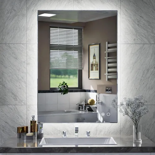 Miniatura 24 de Keonjinn Espejo de baño LED de 24 x 32 pulgadas con retroiluminación, antiniebla, CRI90+ HD regulable sin escalones, alto lumen, montaje en pared