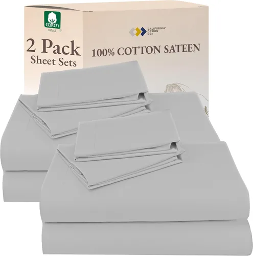 Miniatura 27 de California Design Den Sábanas de Algodón 100% Natural Tamaño Full Juego de Cama con Bolsillos Profundos - Tejido Satinado Suave, Sábanas Duraderas