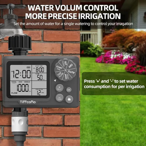 Miniatura 6 de Nuevo temporizador de aspersor programable de control de volumen de agua, temporizador de manguera con control de duración del agua y medidor