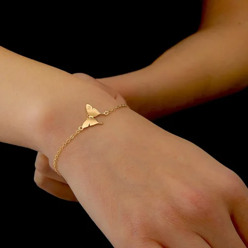 Miniatura 4 de BRIJEWLIC Butterfly Bracelet Gold Bracelets for Women, 14K Gold Plated Butterfly Cute Bracelets Initial Bracelets for Women Teen Girls Gifts Gold