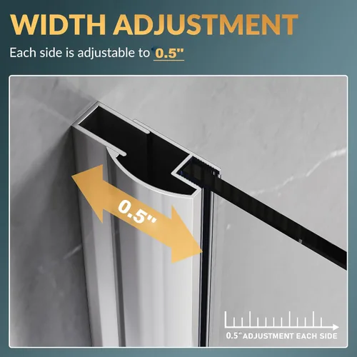 Miniatura 2 de ELEGANT Neo-Angle - Puerta de ducha sin marco de 36.5 pulgadas de ancho x 72 pulgadas de alto, cabina de ducha esquinera con vidrio transparente
