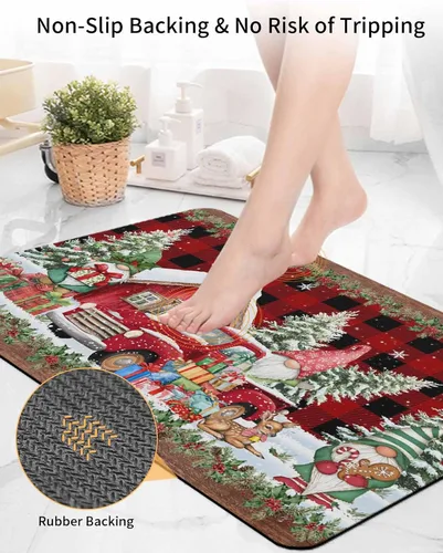 Miniatura 5 de Tapete de baño de Navidad a cuadros para bañera, antideslizante, de secado rápido y absorbente, tierra de diatomeas, fregadero, cocina, sala