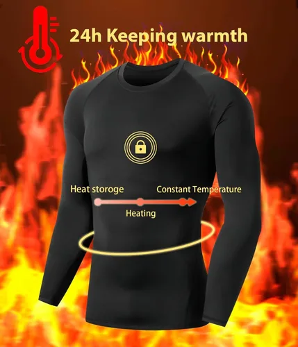 Miniatura 3 de Paquete de 5 o 4 camisas de compresión térmica para hombre, forro polar, manga larga, capa base atlética, equipo de entrenamiento para clima frío