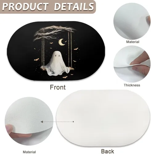 Miniatura 7 de Ghost Placemats Set of 2 Wipeable Faux Leather 12X18 Inch Waterproof Non-Slip Mats Spooky Table Decor Heat Resistant for Scary Dinner Party Fantasma