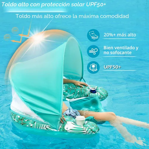 Miniatura 3 de Jasonwell Flotador de piscina con dosel – Flotadores inflables de piscina para adultos, silla flotante de piscina, flotadores para piscina, silla