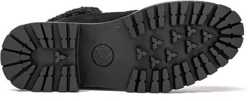 Miniatura 7 de GLOBALWIN Botas de tobillo acolchadas para mujer, botas de combate de moda, con cordones, tacón bajo, botines de piel cálida para mujer