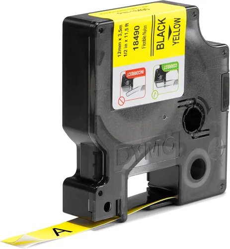 Miniatura 2 de Cinta de nailon térmica adhesiva de 1/2 pulgadas para etiquetadoras DYMO RhinoPRO, Negro y amarillo