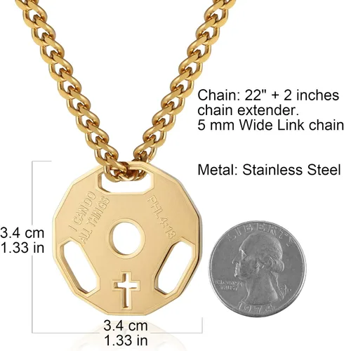 Miniatura 4 de HZMAN Collar con colgante de cadena de barra de acero inoxidable para hombre