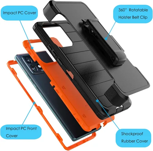 Miniatura 2 de Njjex Funda para Moto Edge Plus 2023, para Motorola Edge+ 5G UW 2023/Edge 40 Pro/Edge X40 con clip para cinturón, protector de cuerpo completo