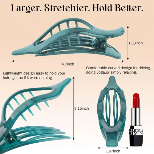 Miniatura 4 de Pinzas de pelo planas francesas para mujer, 6 pinzas planas para cabello fino y grueso, agarre fuerte, agarre antideslizante, pinzas para el cabello