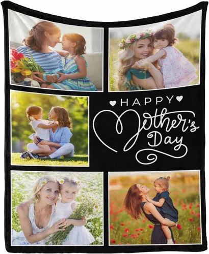 Miniatura 15 de InterestPrint Manta con foto, regalos personalizados para mamá, manta de collage de fotos personalizada para mamá de hija e hijo para cumpleaños