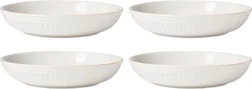 Miniatura 17 de Lenox Juego de vajilla de gres, vajilla francesa de 12 piezas para 4, color blanco perle festoneado, servicio para 4, apto para lavavajillas, juego