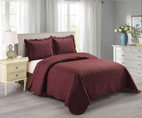 Miniatura 3 de Home Collection - Colcha grande con estampado a relieve, color liso, 3 piezas