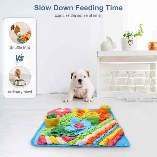 Miniatura 4 de Tapete de olfateo para perros, gatos, conejos, tapete de alimentación de golosinas para mascotas, 15.4 x 15.4 pulgadas para pequeños y medianos