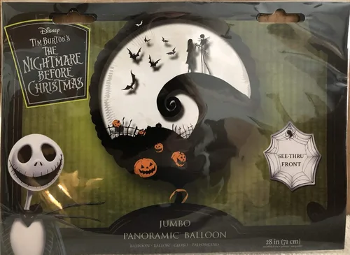 Miniatura 2 de The Nightmare Before Christmas - Globo panorámico gigante, Jack y Sally, frontal transparente, 28 pulgadas