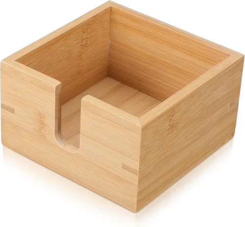 Alipis Servilletero de bambú para mesa de comedor y cocina, dispensador de pañuelos de madera plano