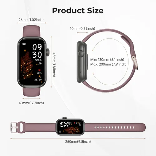 Miniatura 7 de Rastreador de actividad física para hombres y mujeres, frecuencia cardíaca 24/7, SpO2 y monitor de sueño, reloj de salud, contador de pasos