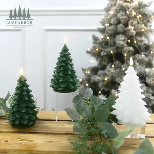 Miniatura 6 de LUSHARBOR - Velas sin llama con control remoto y temporizador, 2 unidades, velas de árbol de Navidad operadas por batería, velas LED de cera real