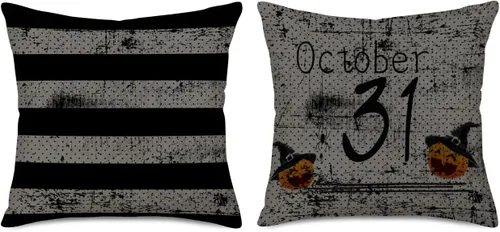 Miniatura 9 de Fundas de almohada decorativas para árbol de Navidad en blanco y negro de 16 x 16 pulgadas, juego de 2 fundas de almohada con diseño de árboles