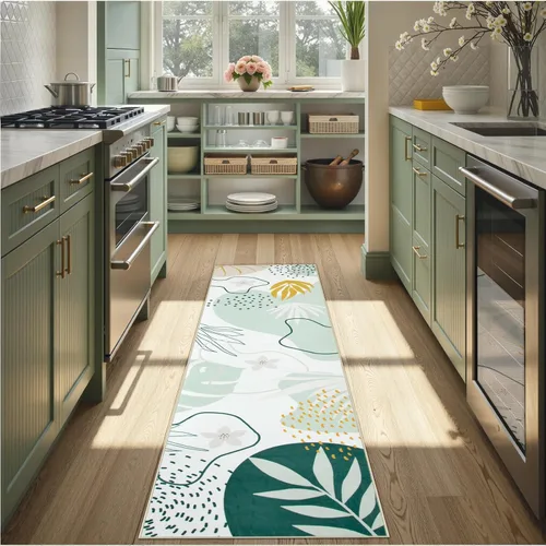 Miniatura 5 de Lahome Alfombras Corredoras Verdes para Pasillo 2x8 Antideslizantes Lavables Alfombras de Cocina Ligeras de Pelo Bajo Alfombra Corredor