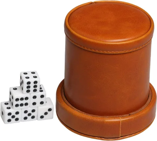 Miniatura 7 de Taza de Dados de Cuero Sintético con Tapa Incluye 6 Dados, Interior de Terciopelo Silencioso al Agitar para Dados Mentirosos Farkle Yahtzee
