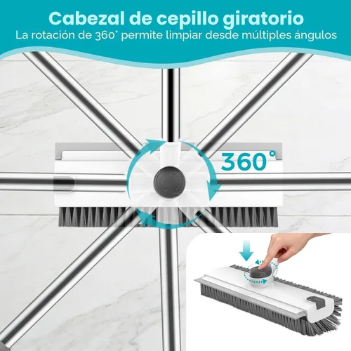 Miniatura 4 de SetSail Cepillo de limpieza de piso, cepillo 3 en 1 con mango largo ajustable de 54 pulgadas y raspador de cerdas rígidas de alta resistencia