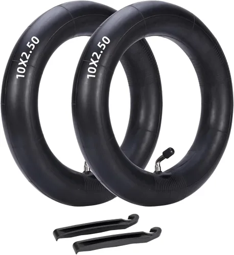 Paquete de 2 tubos interiores de 10 x 2.50 pulgadas más gruesos para scooters eléctricos y mini bicicletas (incluye 2 palancas de neumáticos para un