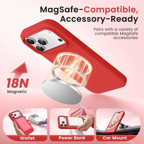Miniatura 21 de GONEZ Funda de silicona para iPhone 15 Pro Max, compatible con Magsafe, protector de cámara + protector de pantalla, forro de microfibra suave