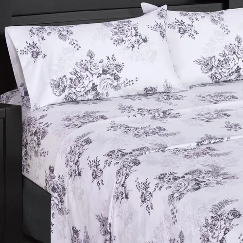 Miniatura 4 de Royal Hotel Bedding Bally - Juego de sábanas de algodón satinado floral, 4 piezas, 100% algodón, tejido de satén superior, suave como la seda